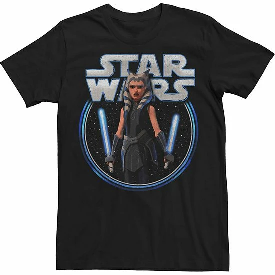 Licensed Character Men's Star Wars: The Clone Wars Ahsoka Dual Wield Portrait Tee 3 Licensed Character Men's Star Wars: The Clone Wars Ahsoka Dual Wield Portrait Tee