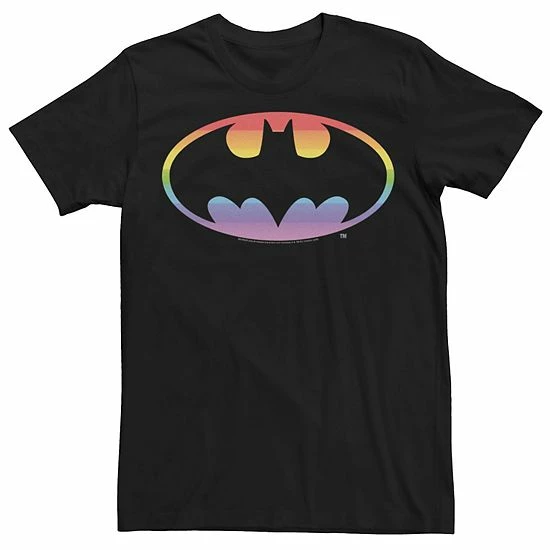 Licensed Character Adult DC Comics Pride Batman Rainbow Gradient Logo Tee 3 Licensed Character Adult DC Comics Pride Batman Rainbow Gradient Logo Tee