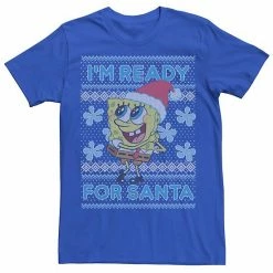 Licensed Character Men's SpongeBob SquarePants I'm Ready For Santa Tee Royal