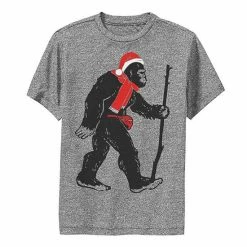 Licensed Character Boys 8-20 Bigfoot Walking Santa Hat Christmas Graphic Tee Charcoal Heather