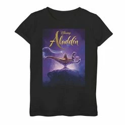 Licensed Character Disney's Aladdin Girls 6-16 Genie Lamp Poster Top Black