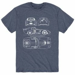 Licensed Character Men's Vintage Race Car Diagram Tee Heather Blue