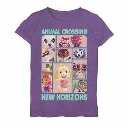 Licensed Character Girls 7-16 Animal Crossing New Horizons Group Box Up Graphic Tee Purple Heather -Licensed Character Shop unnamed file 17773