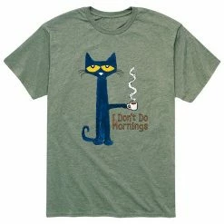 Licensed Character Men's Pete The Cat Dont Do Mornings Tee Heather Military Green -Licensed Character Shop unnamed file 17795