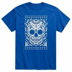 Licensed Character Men's Sugar Skull Ugly Sweater White Tee Blue
