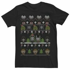 Licensed Character Men's Universal Monsters Christmas Group Ugly Sweater Style Graphic Tee