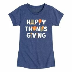 Licensed Character Girls 7-16 Happy Thanksgiving Graphic Tee Blue