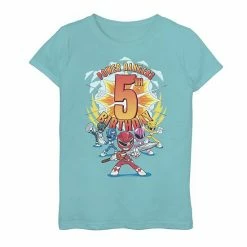 Licensed Character Girls 7-16 Power Rangers Group Shot 5th Birthday Graphic Tee