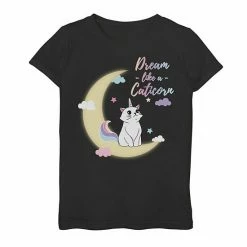 Licensed Character Girls 7-16 Dream Like A Caticorn Cloudy Moon Graphic Tee