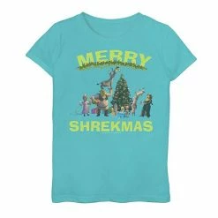 Licensed Character Girls 7-16 Shrek Merry Shrekmas Group Holiday Tee