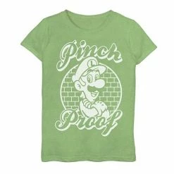 Licensed Character Girls 4-16 Nintendo Super Mario St. Patty's Luigi Pinch Proof Green Graphic Tee