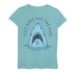 Licensed Character Girls 7-16 Just Here For The Food Shark Breach Sketch Graphic Tee