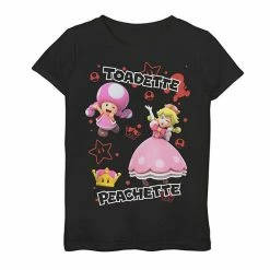 Licensed Character Girls 7-16 Nintendo Super Mario Peachette And Toadette Symbol Collage Portrait Graphic Tee