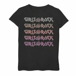 Licensed Character Girls 7-16 Girls Rock Attitude Floral Text Graphic Tee