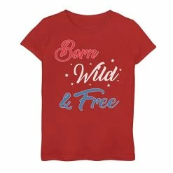 Licensed Character Girls 7-16 Born Wild & Free Red White & Blue Design Graphic Tee