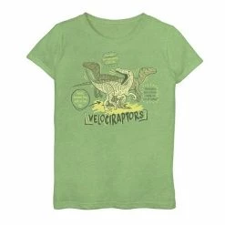 Licensed Character Girls 7-16 Velociraptor Facts Dinosaur Facts Graphic Tee