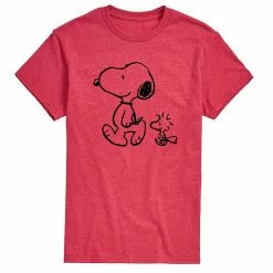 Licensed Character Men's Peanuts Snoopy Woodstock Walk Tee Red -Licensed Character Shop unnamed file 17991
