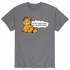 Licensed Character Men's Garfield Never Wrong Tee Heather Red