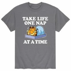 Licensed Character Men's Garfield One Nap At A Time Tee Charcoal