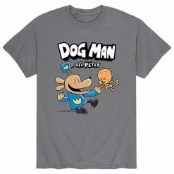 Licensed Character Men's Dog Man And Lil Petey Tee Charcoal