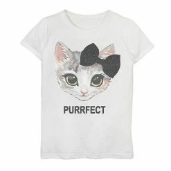 Licensed Character Girls 7-16 Kitty Bow Portrait Purrfect Text Graphic Tee