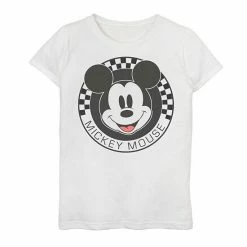 Licensed Character Disney's Mickey And Friends Girls 7-16 Mickey Mouse Checkerboard Circle Graphic Tee