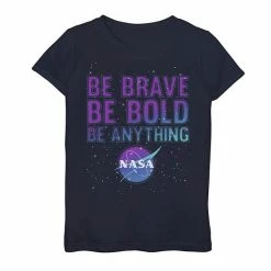 Licensed Character Girls 7-16 NASA Be Brave Be Bold Be Anything Logo Graphic Tee