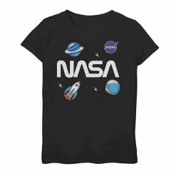 Licensed Character Girls 7-16 NASA Stickers Logo Tee