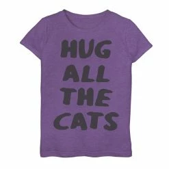 Licensed Character Girls 7-16 Hug All The Cats Attitude Text Graphic Tee