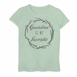 Licensed Character Girls 7-16 Grandma Is My Favorite Stick Graytone Circle Sketch Graphic Tee
