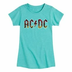 Licensed Character Girls 7-16 ACDC Logo Graphic Tee Blue