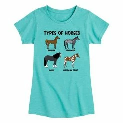 Licensed Character Girls 7-16 Types Of Horses Tee Blue
