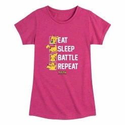 Licensed Character Girls 7-16 Pokemon Eat Sleep Battle Graphic Tee