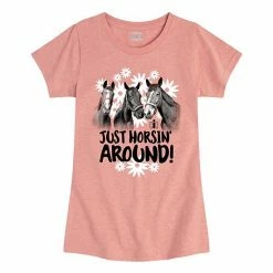 Licensed Character Girls 7-16 Case IH Just Horsin Around Graphic Tee Pink