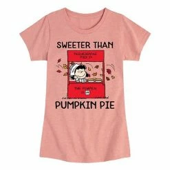 Licensed Character Girls 7-16 Peanuts Pumpkin Pie Lucy Graphic Tee Pink