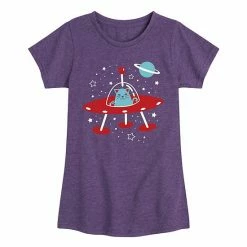 Licensed Character Girls 7-16 Cat In Spaceship UFO Graphic Tee
