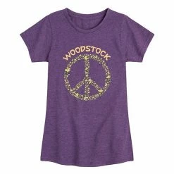 Licensed Character Girls 7-16 Peanuts Peace Sign Woodstock Graphic Tee