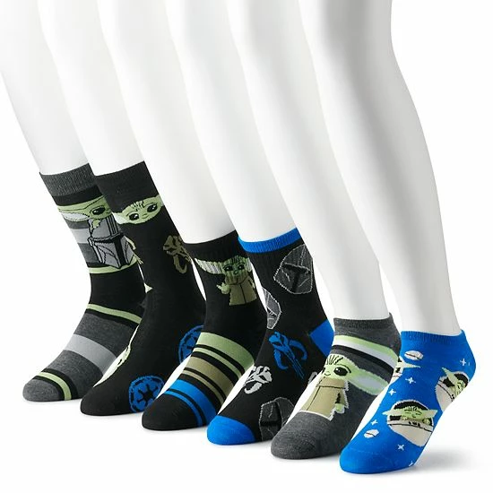 Licensed Character Men's Mandalorian 6-Pack Variety Socks 3 Licensed Character Men's Mandalorian 6-Pack Variety Socks