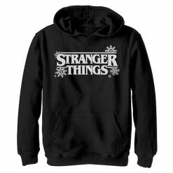 Licensed Character Boys 8-20 Stranger Things Holidays Snowflakes White Logo Graphic Hoodie