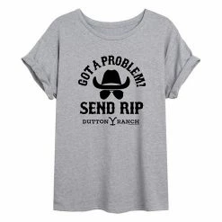 Licensed Character Juniors' Yellowstone "Got A Problem? Send RIP" Flowy Graphic Tee