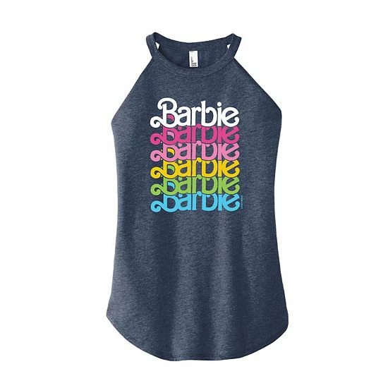 Licensed Character Junior's Barbie Colorful "Barbie" Logo High Neck Graphic Tank 3 Licensed Character Junior's Barbie Colorful "Barbie" Logo High Neck Graphic Tank