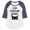 Licensed Character Juniors' "Stop Stressing Meowt" Cat Raglan Tee -Licensed Character Shop unnamed file 18744