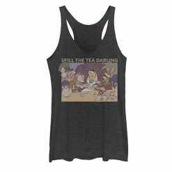 Licensed Character Juniors' Disney Alice In Wonderland Group Shot Spill The Tea Darling Tank Black Heather