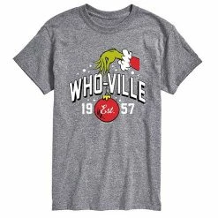 Licensed Character Men's Dr. Seuss Grinch Who-ville Est 1957 Tee Green