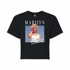 Licensed Character Juniors' Marilyn Monroe "Important" Cropped Graphic Tee Black