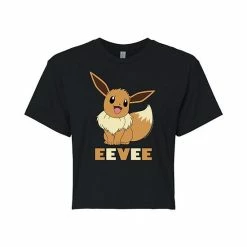 Licensed Character Juniors' Pokémon "Eevee" Cute Pose Cropped Graphic Tee Gray -Licensed Character Shop unnamed file 18953