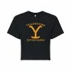 Licensed Character Juniors' Yellowstone "Dutton Ranch" Gold Y Cropped Tee -Licensed Character Shop unnamed file 18955