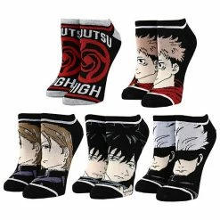 Licensed Character Women's Jujutsu Kaisen 5-Pair Pack Ankle Socks