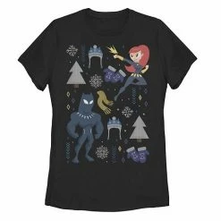 Licensed Character Juniors' Marvel Black Panther & Black Widow Holiday Icons Graphic Tee -Licensed Character Shop unnamed file 19033