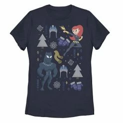 Licensed Character Juniors' Marvel Black Panther & Black Widow Holiday Icons Graphic Tee -Licensed Character Shop unnamed file 19034